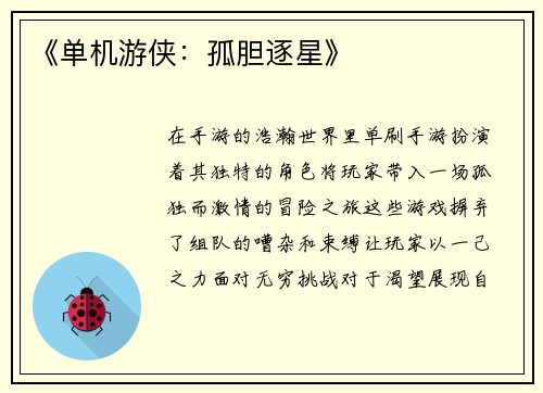 《单机游侠：孤胆逐星》